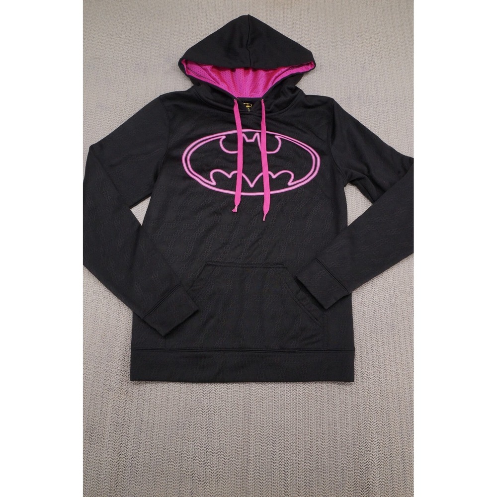 Batman Hoodie Sweatshirt Youth Medium Pullover Black Pink Bat Graphic Girls